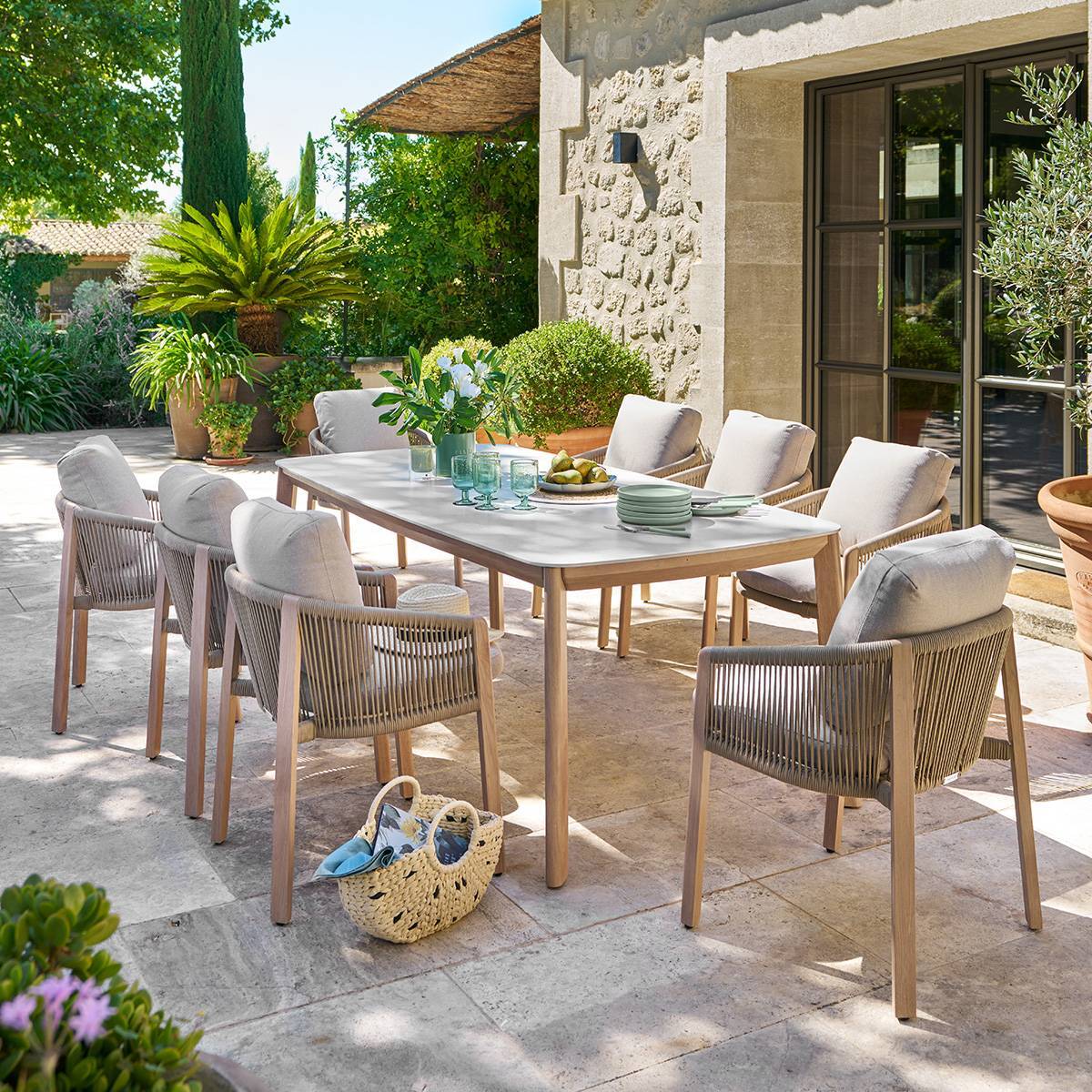 Table de jardin Nelora 8 places 100x210cm beige