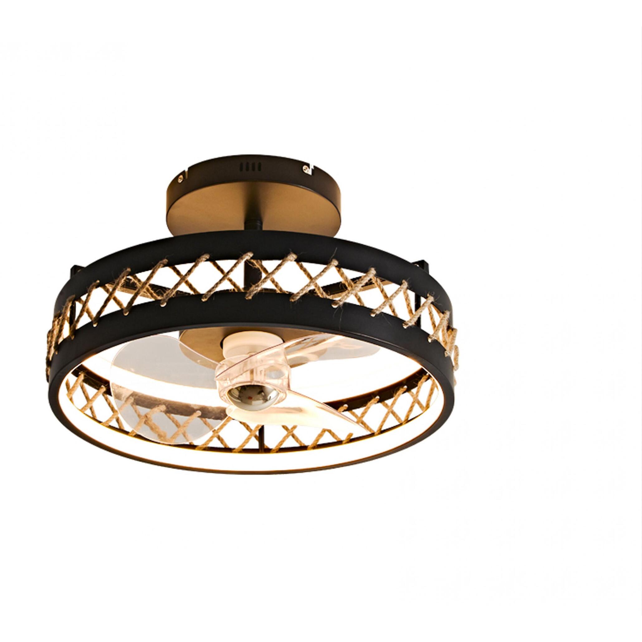 Lampe LED à ventilateur avec détails de finition en corde