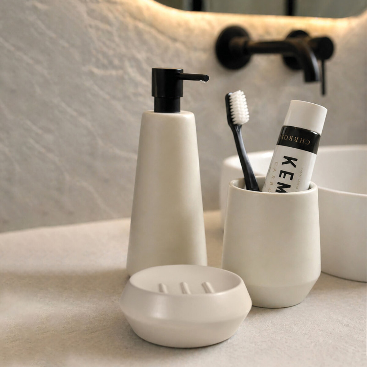 PORTE-SAVON EN CERAMIQUE JOSHUA ECRU