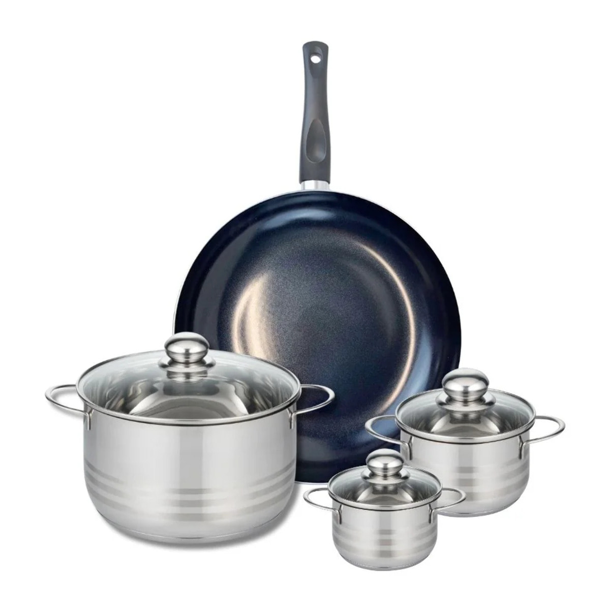Ensemble de 1 Poêle de cuisson 32 cm et 3 faitouts 12, 14 et 24 cm Elo Prima Brillant