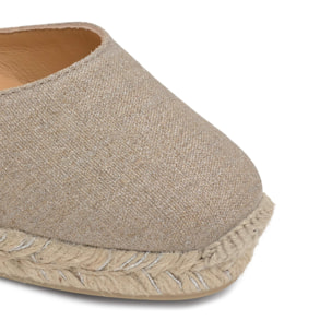 Alpargatas de cuña de mujer Cybil en lino metalizado con cierre de pulsera