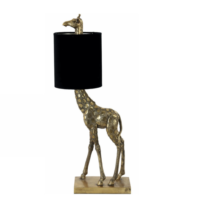 Lampe à poser en plastique bronze et velours noir - Girafe