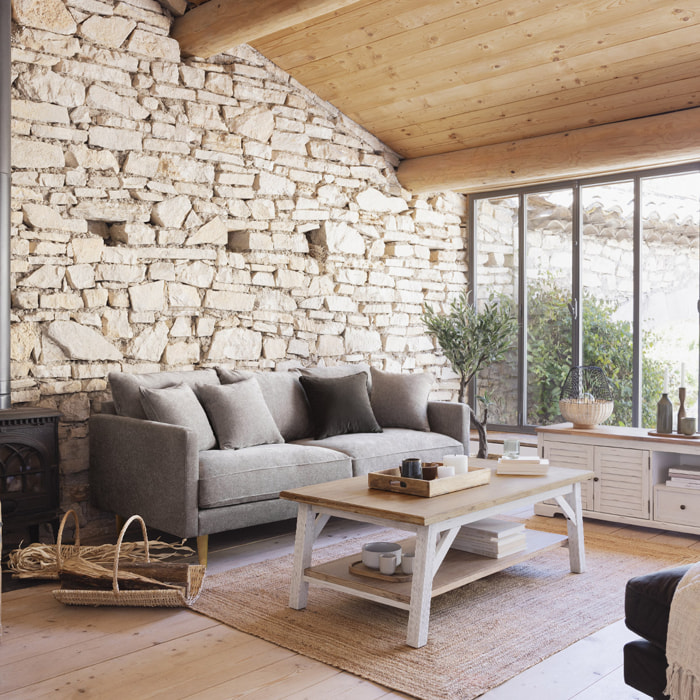 Table basse "Olbia" en acacia 120x70cm blanc