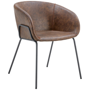 Lot de 2 chaises en simili marron ANDRÉ