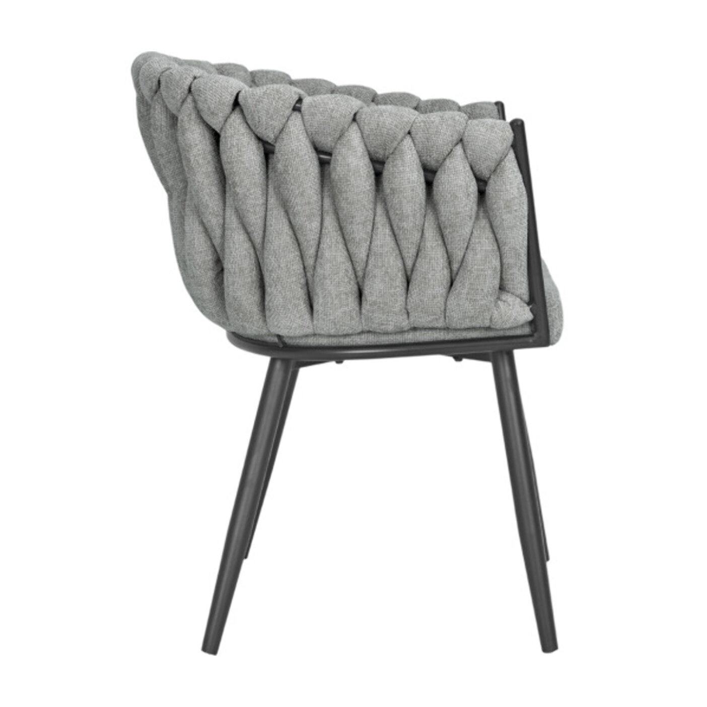 Chaise en tissu maille tressé matelassé avec accoudoirs - MELODIE 2