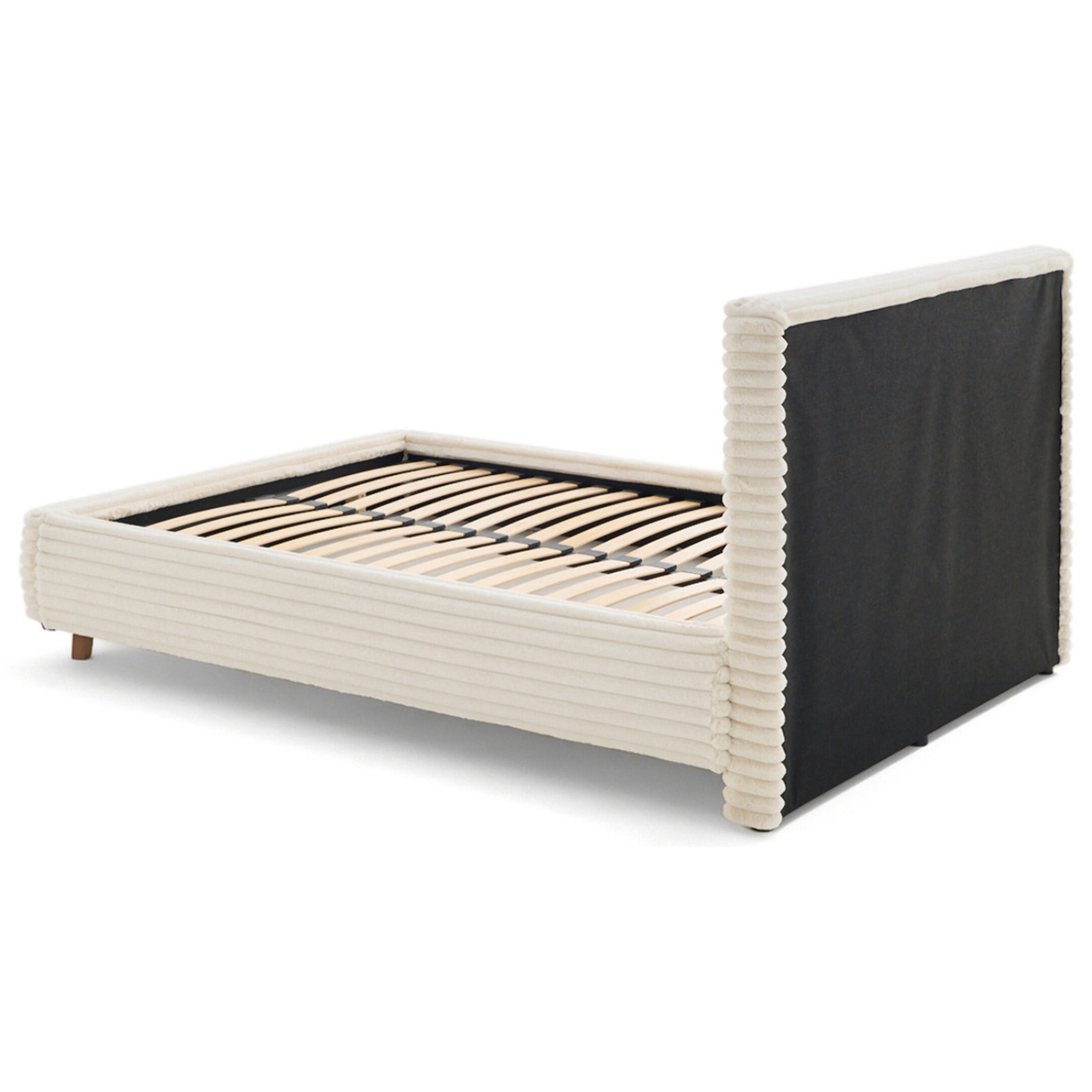Cristal - lit coffre - 180x200 - sommier inclus - fausse fourrure côtelée - Beige