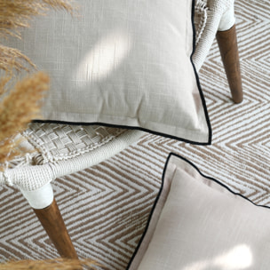 Coussin volant plat feston noir coton - Naturel