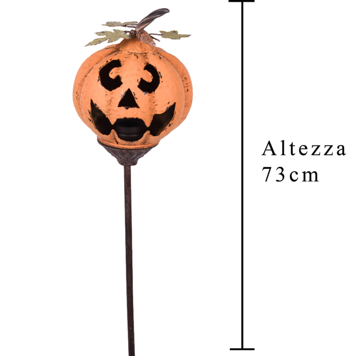 Zucca Pick porta Tealight 16,5X altezza 73 Cm - Pezzi 1 - 16,5X73X16,5cm - Colore: Arancio - Bianchi Dino - Halloween, Streghe