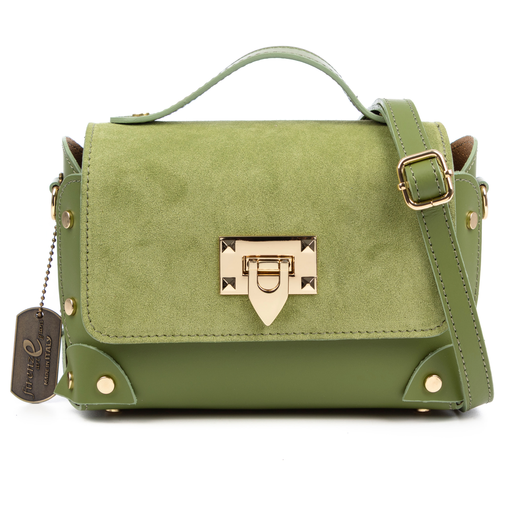 Barrali Bolso bandolera Mujer. Piel auténtica Gamuza y Ruga.