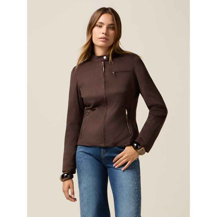 Oltre - Chaqueta corta efecto ante - Marrón