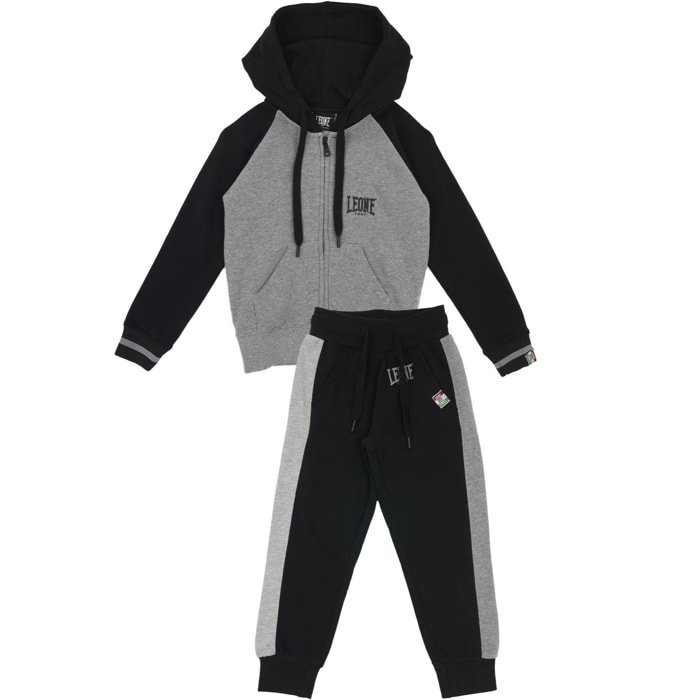 Tuta da bambino, cappuccio, full zip e logo piccolo Basic