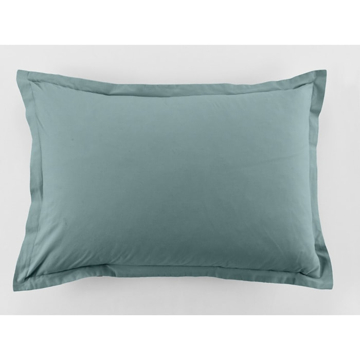 Lot De 2 Taies D'oreiller 100% Coton 57fils Bleu Canard