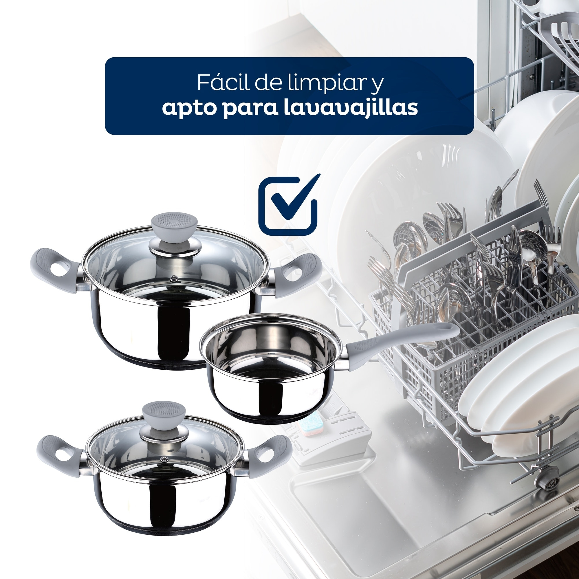 Set 5pc bateria cocina acero inox ind gris alexia