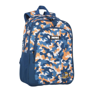 Fortnite Blue Camo mochila primaria doble compartimento, de gran capacidad y adaptable a carro.