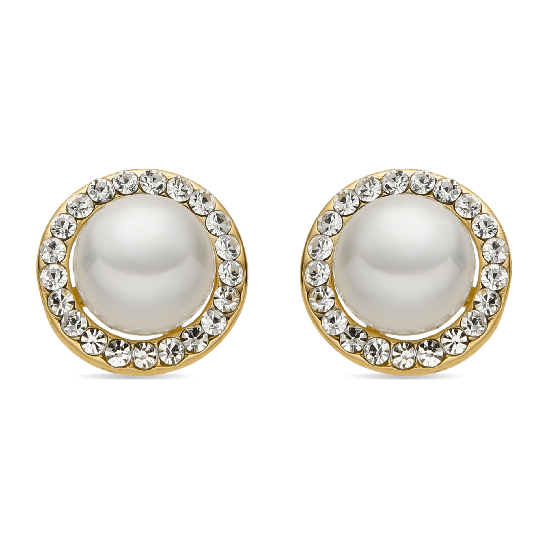 Pendientes con Perla Blanca acabado oro 18k