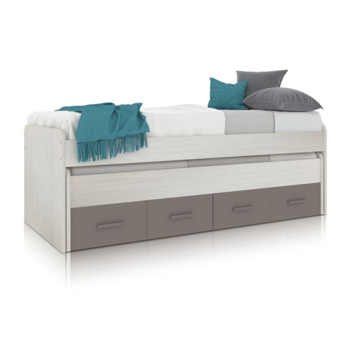 Cama doble juvenil Axim Blanco Alpes - Basalto