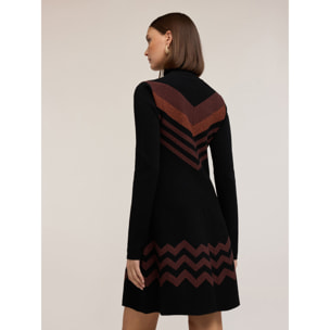 Motivi - Vestido corto de punto con motivo chevron - Negro
