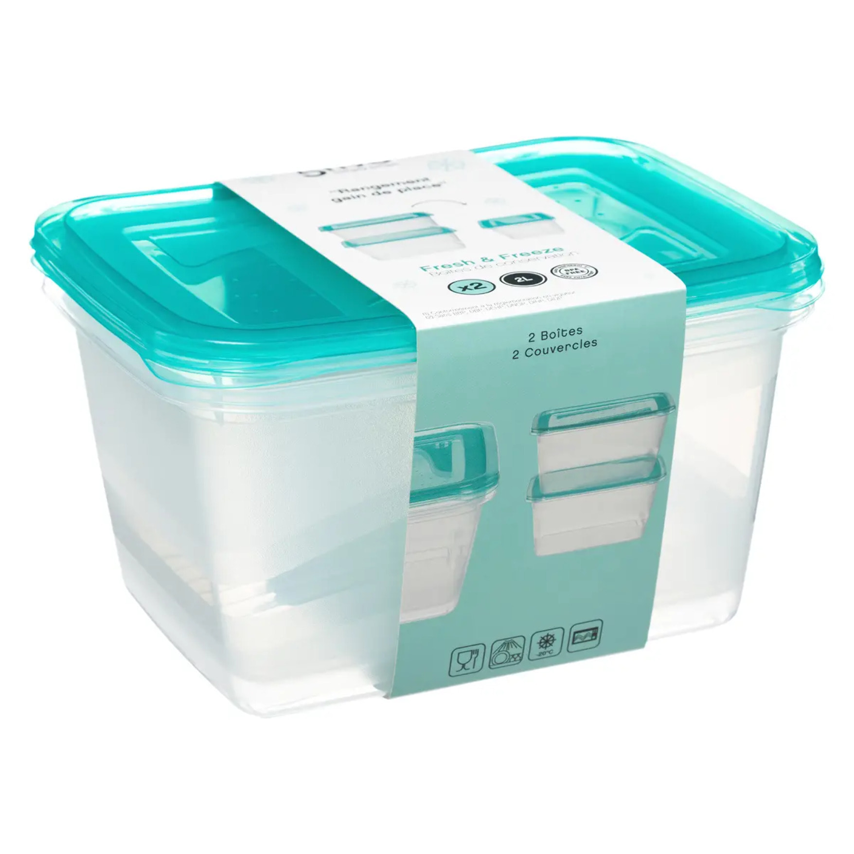 2 boîtes de conservation "Fresh & Freeze" 2L