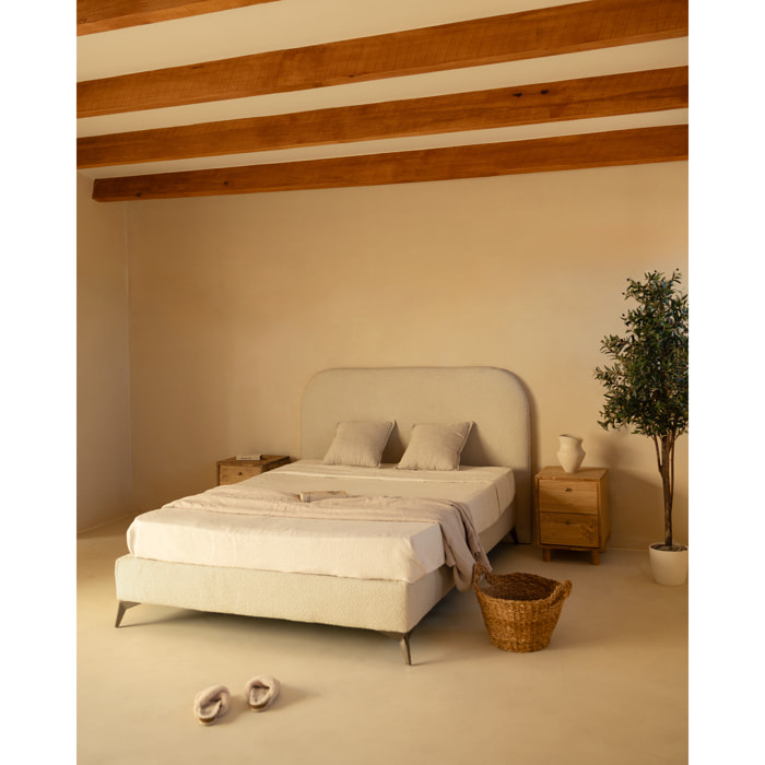 Lit rembourré en boculé gris clair pour les matelas en différentes tailles