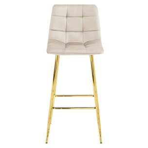 Sgabello alto Arceto in velluto beige e gambe dorate