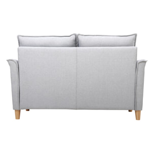 Canapé scandinave 2 places en tissu gris clair et bois clair CLIFF