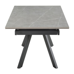 Table extensible céramique gris laqué 180/260cm - 8 piètements - UNIK