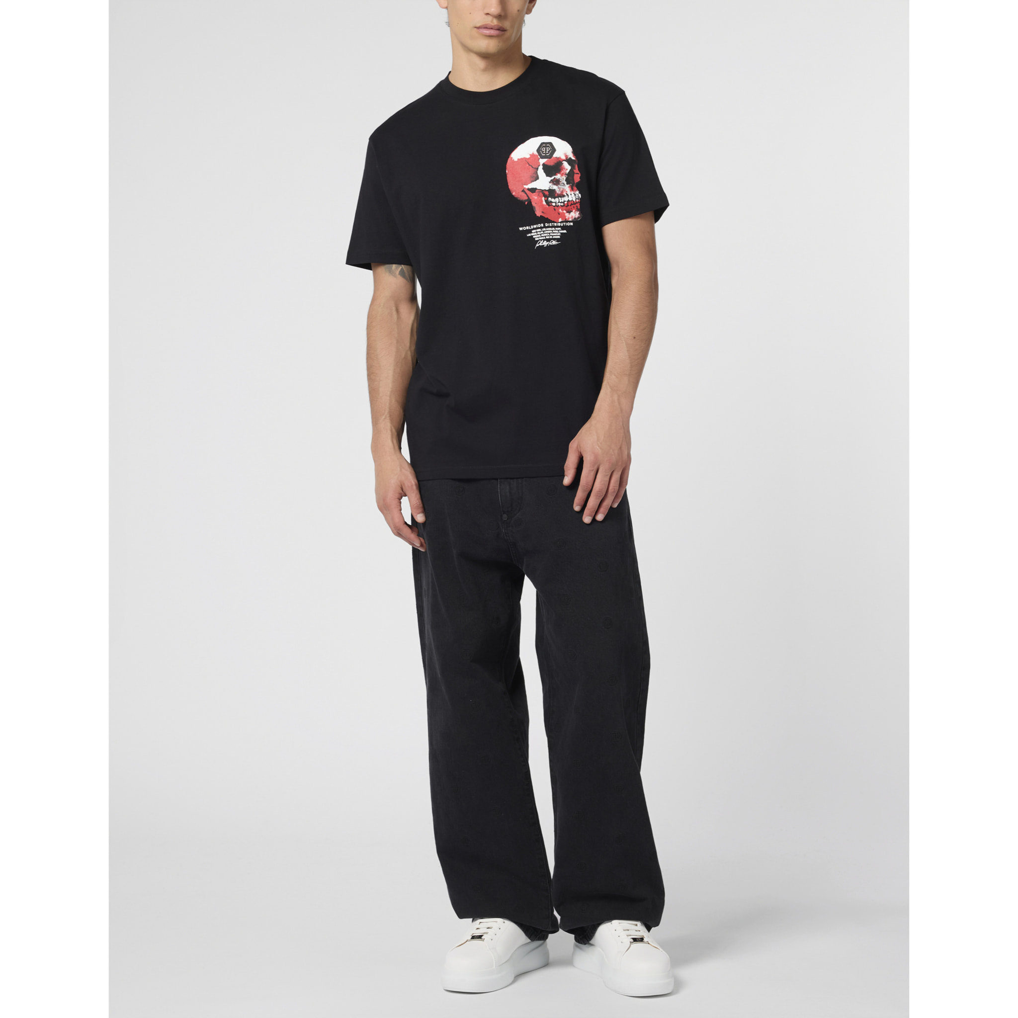 PHILIPP PLEIN Roundneck T-Shirt Puffy Red Skull Skull