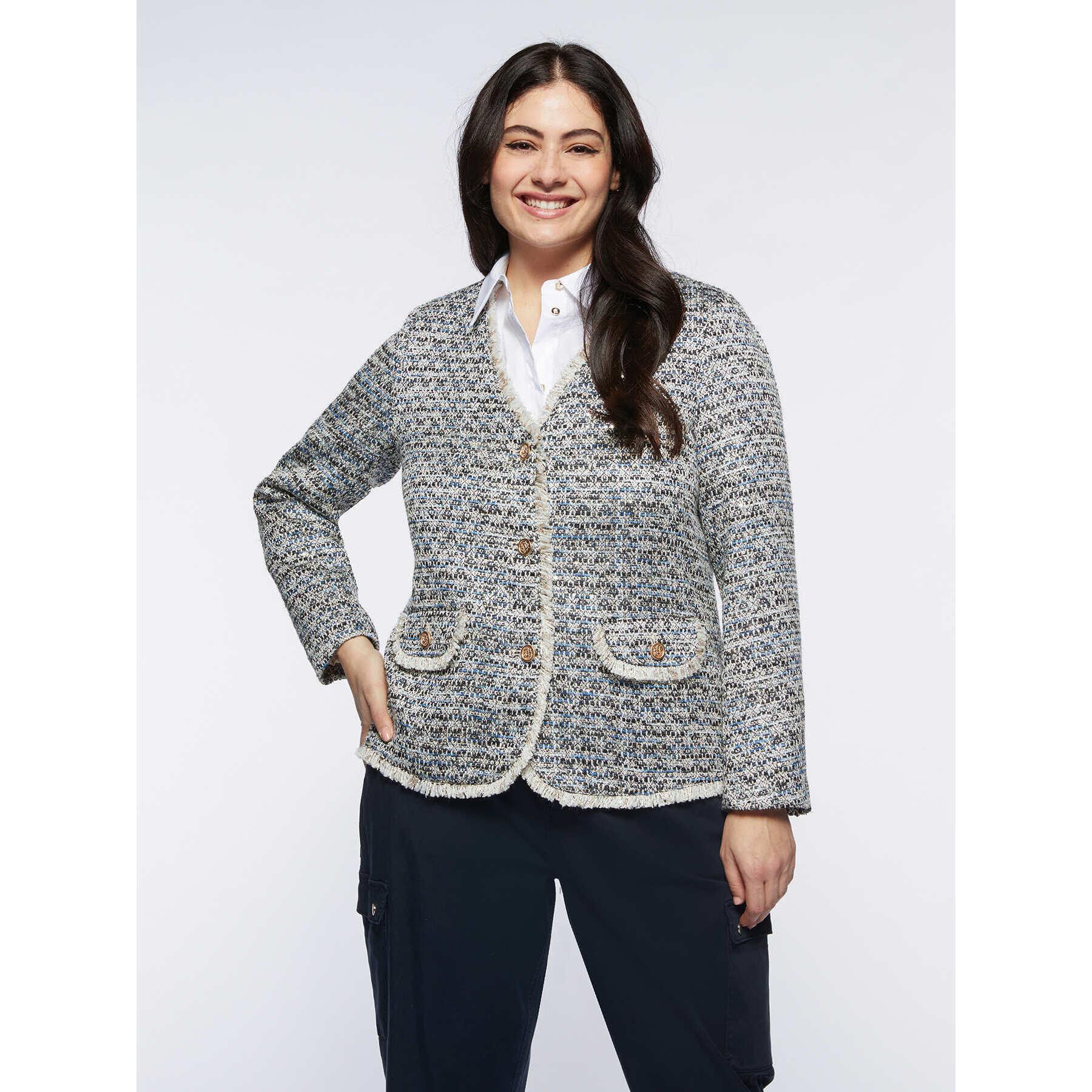 Fiorella Rubino - Chaqueta de lúrex con botones dorados - Azul