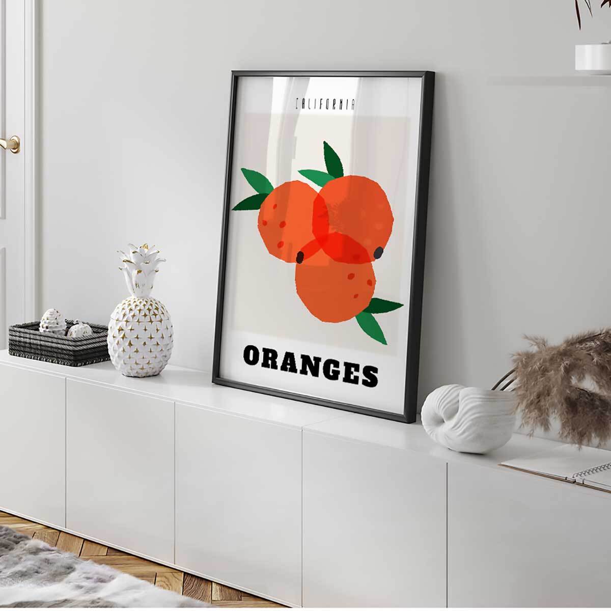 Affiche encadrée oranges Californie Affiche + cadre en métal - Noir