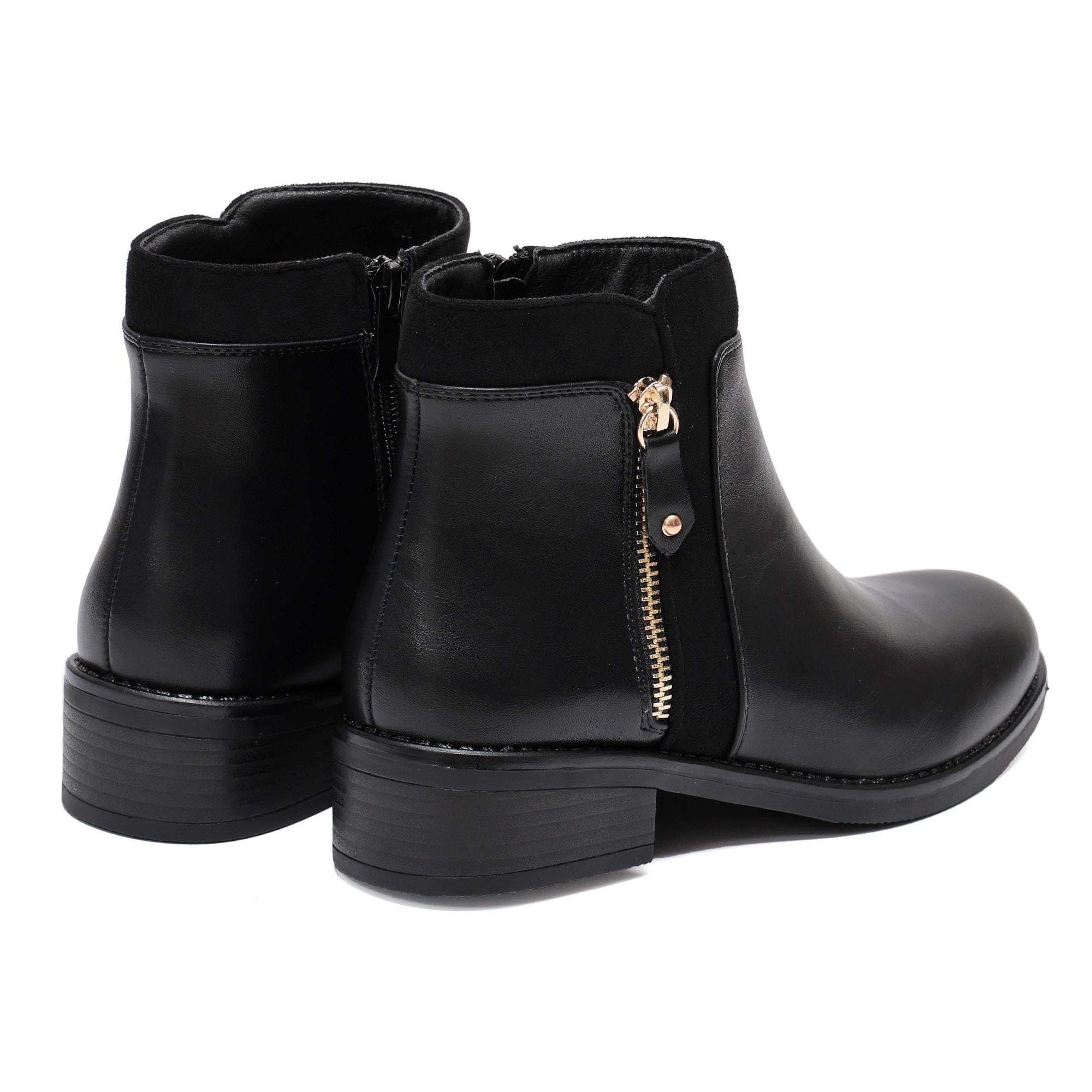 Stivaletti in simil pelle con lampo dorata