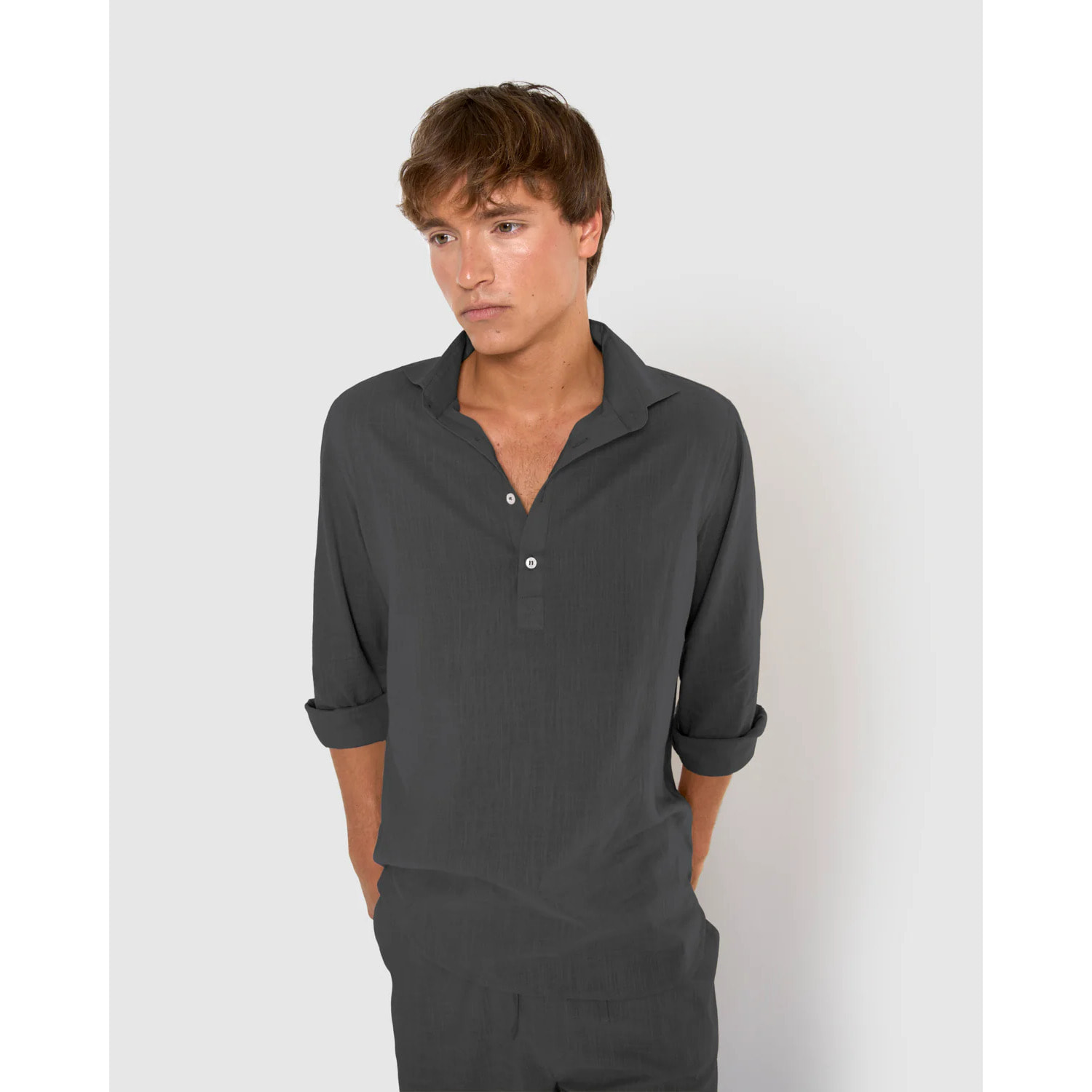 Camisa algodón azul marino