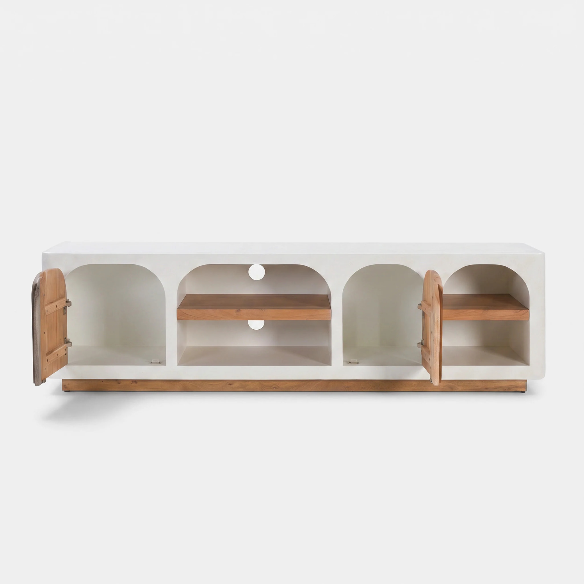 Meuble TV en plâtre blanc cassé 180 cm - Fira