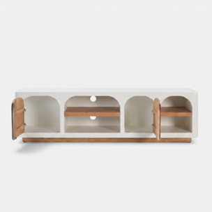 Meuble TV en plâtre blanc cassé 180 cm - Fira