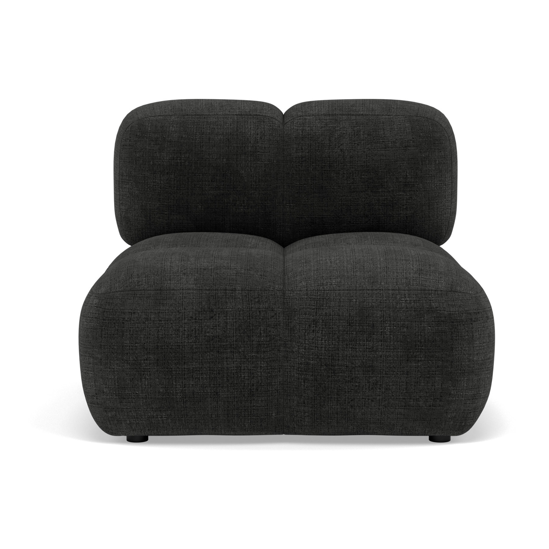 Grace - module d'assise sans accoudoir en velours texturé - Gris Anthracite
