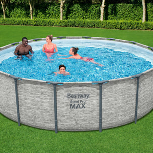 Bestway Piscine hors sol tubulaire ronde Bestway Steel Pro Max 488 x 122 cm décor pierres
