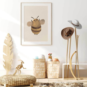 Affiche enfant l'abeille  Affiche + cadre en bois - Chêne