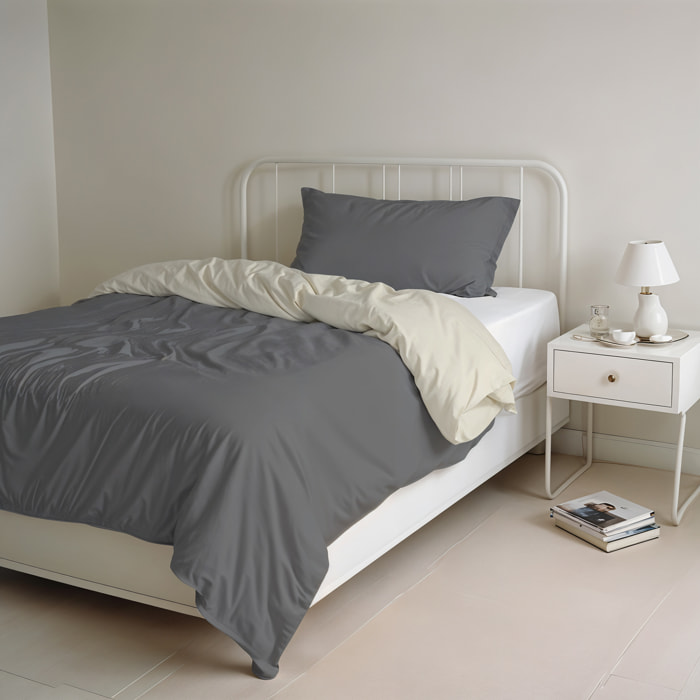 PARURE COPRIPIUMINO NATURAL COLOR SINGOLO - 100% COTONE MADE IN ITALY