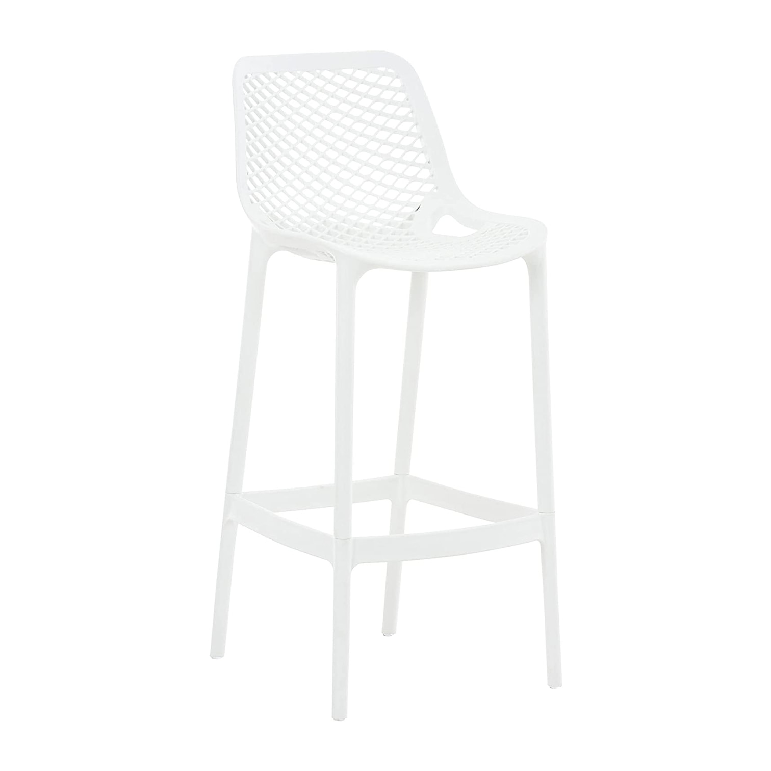 Set da 4, Sgabello da bar,Braga,in polipropilene bianco, dal design moderno