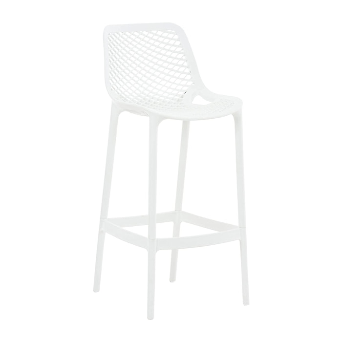 Set da 4, Sgabello da bar,Braga,in polipropilene bianco, dal design moderno