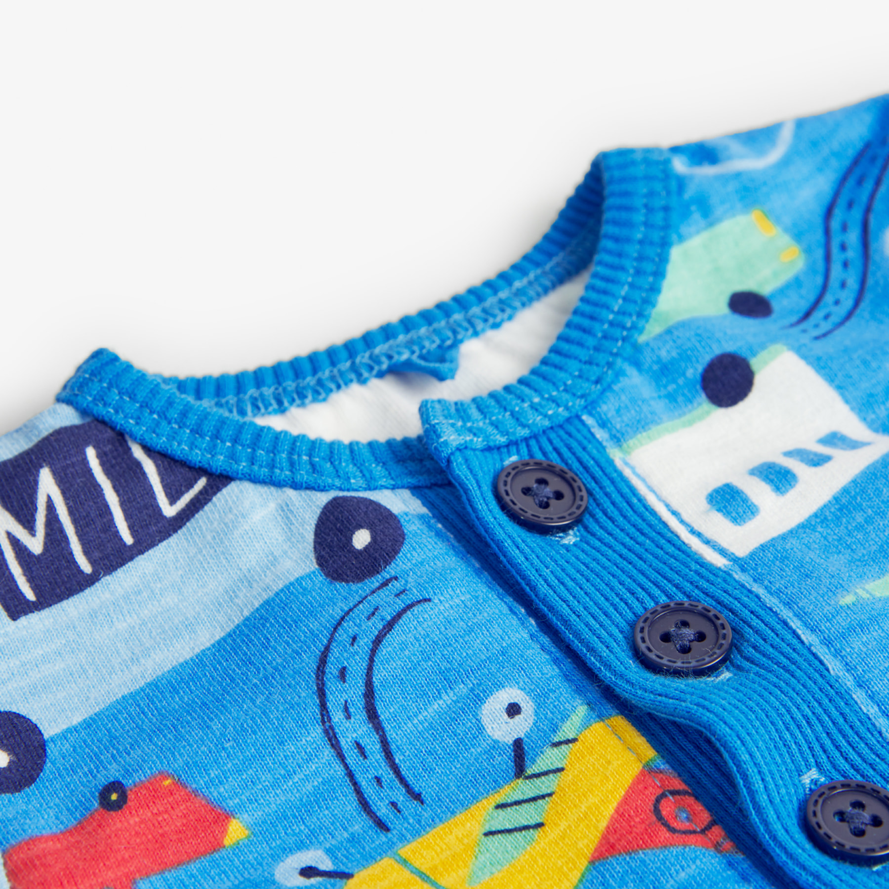 Pelele de felpa flamé recién nacido niño, estampado en, azul