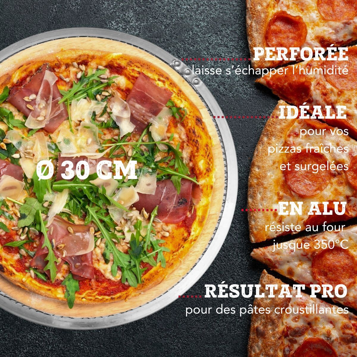 Plaque pizza surgelée 30 cm FM Professional