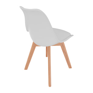 Set Di 4 Sedie Per Sala Da Pranzo Ufficio Con Gambe Faggio Legno Massello Massiccio Stile Nordico Scandinavo Seduta Imbottita Soggiorno Sala Bianco