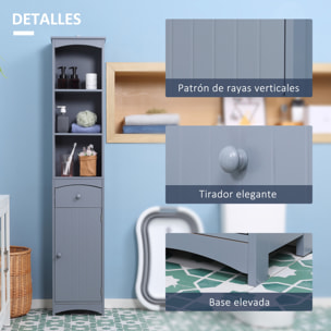 Armario Alto de Baño Estrecho con 1 Cajón y 3 Estantes Abiertos Columna de Baño Estilo Moderno para Salón Aseo Cocina 34x24x170 cm Gris