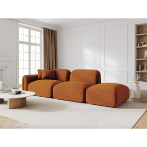 Canapé modulable droit "Lucien" 3 places en velours terracotta