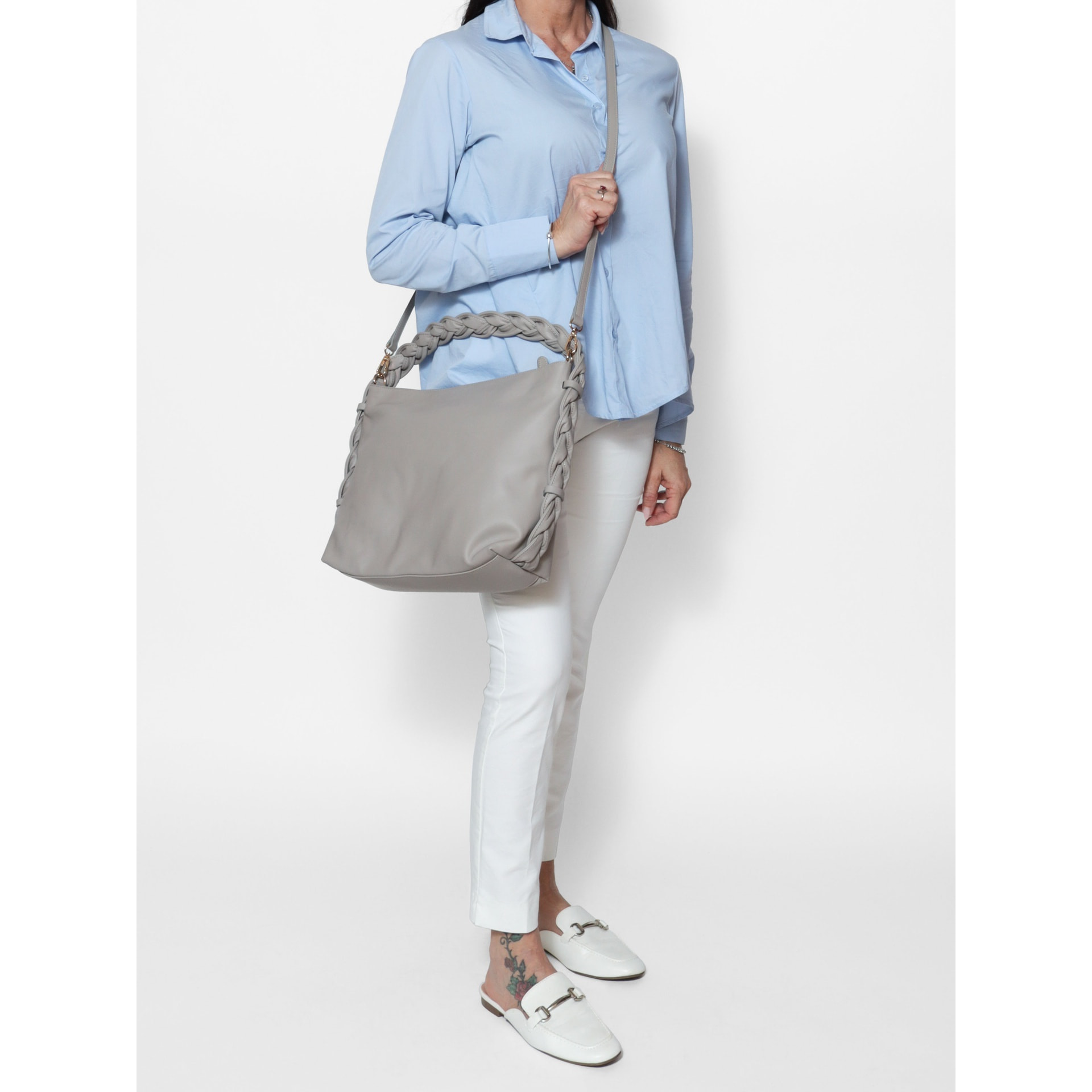 Borsa a spalla da donna - Modello Umbria - Vera pelle - 31.0 x 26.0 x 12.0 cm