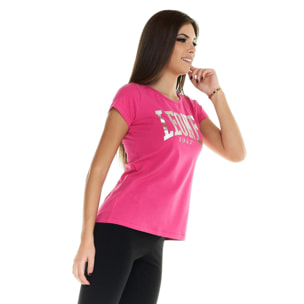 T-shirt Leone donna con maniche corte e logo grande Basic