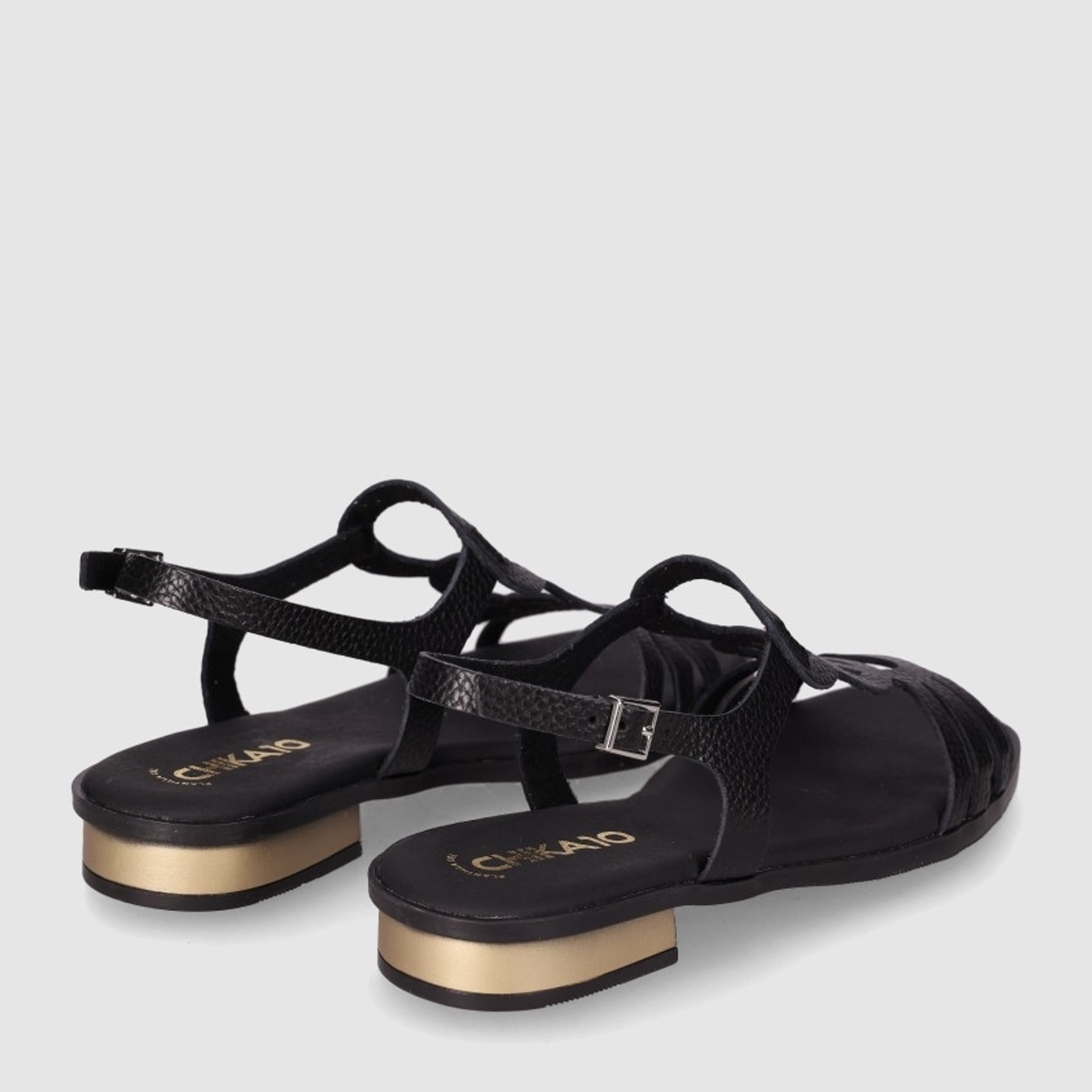 Sandalias de Piel - Negro - Tacón: 3 cm
