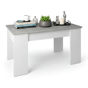 Mesa de centro elevable en blanco artik y gris cemento Norak Blanco Artik (Blanco Mate) - Gris Cemento
