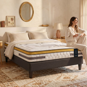 Matelas Hybride Aubertin, Ressorts Ensachés & Mousse Hyper Soft, 24 cm, Accueil Tonique, Soutien Ferme, Garanti 10 ans