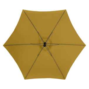 Parasol déporté rond "Manoa" jaune moutarde & graphite 3m en aluminium traité époxy